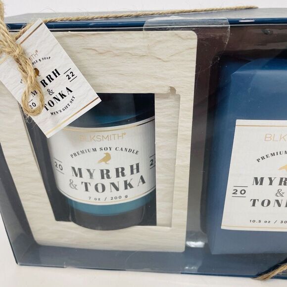 Blksmith Myrrh & Tonka Mens Gift set Soy Candle Bar Soap New In Box - Picture 6 of 6